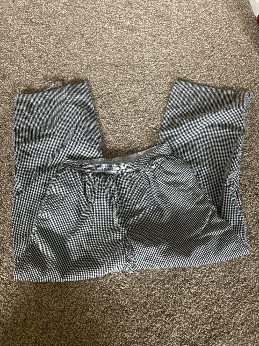 aerie Black & White Checked Straight-Leg Pants